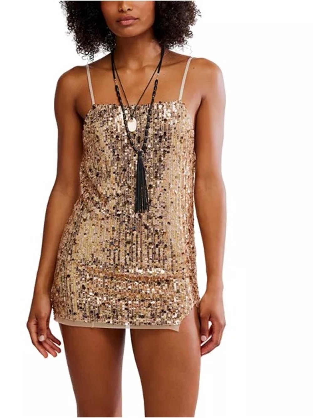 Free People Intimately Midnight Kiss Mini Slip Dress Sz Large NWT